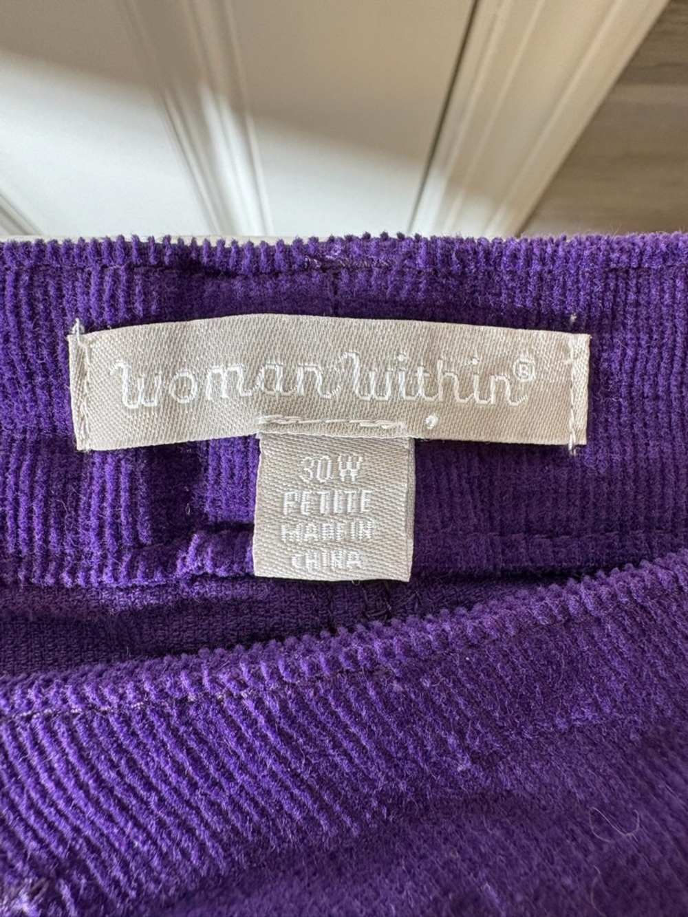 Woman Within Purple Corduroy Trousers - Deep Violet Straight Leg 1293 - Picture 6 of 11